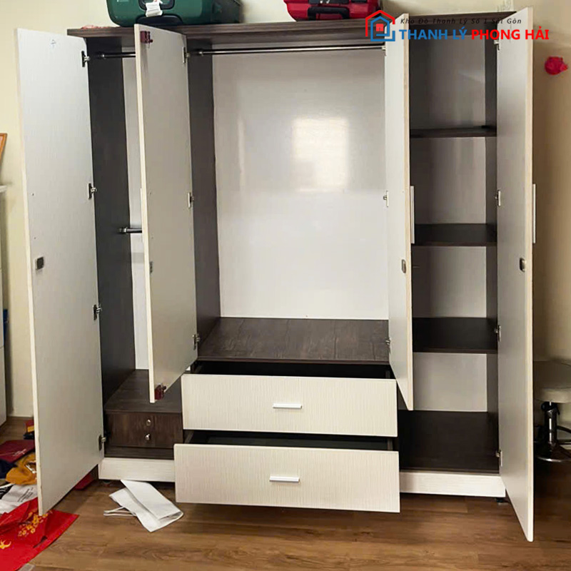 tu-quan-ao-4-canh-go-cong-nghiep-cu-2 Tủ Quần Áo 4 Cánh Gỗ Công Nghiệp Cũ
