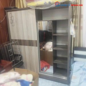 Tủ Quần Áo Cửa Lùa Gỗ MDF Cũ Có Gương