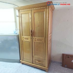 Tủ Quần Áo Gỗ Tự Nhiên 2 Cánh Có Gương Cũ