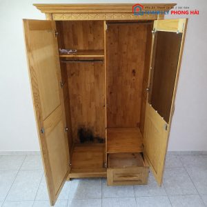 Tủ Quần Áo Gỗ Tự Nhiên 2 Cánh Có Gương Cũ