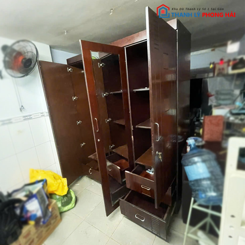 tu-quan-ao-go-3-canh-1 Tủ Quần Áo Gỗ 3 Cánh Phối Gương Giữa Cũ