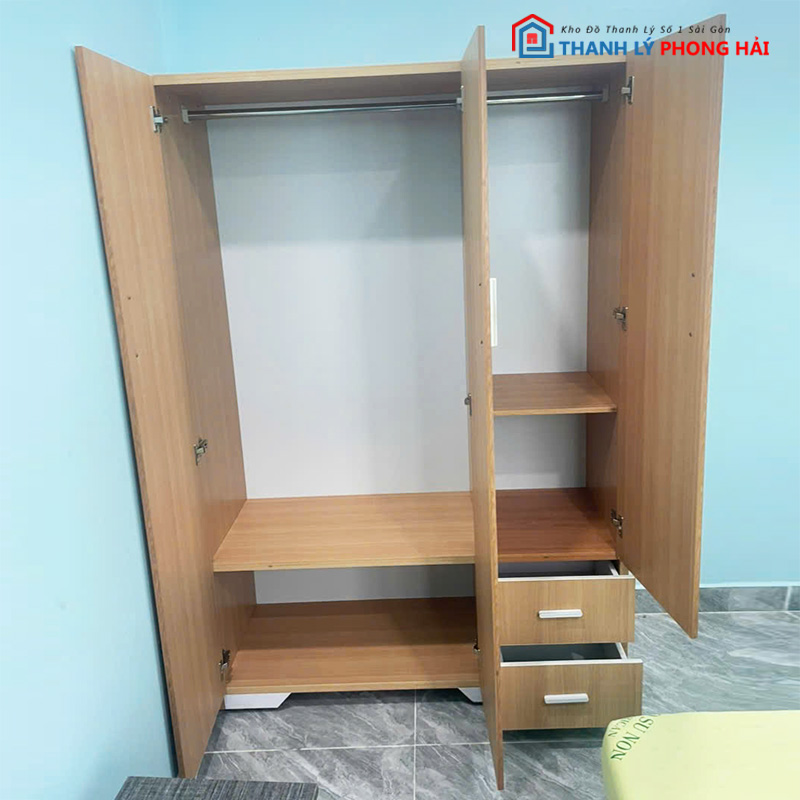 tu-quan-ao-go-mdf-3-canh-2-hoc-cu-1 Tủ Quần Áo Gỗ MDF 3 Cánh 2 Hộc Cũ