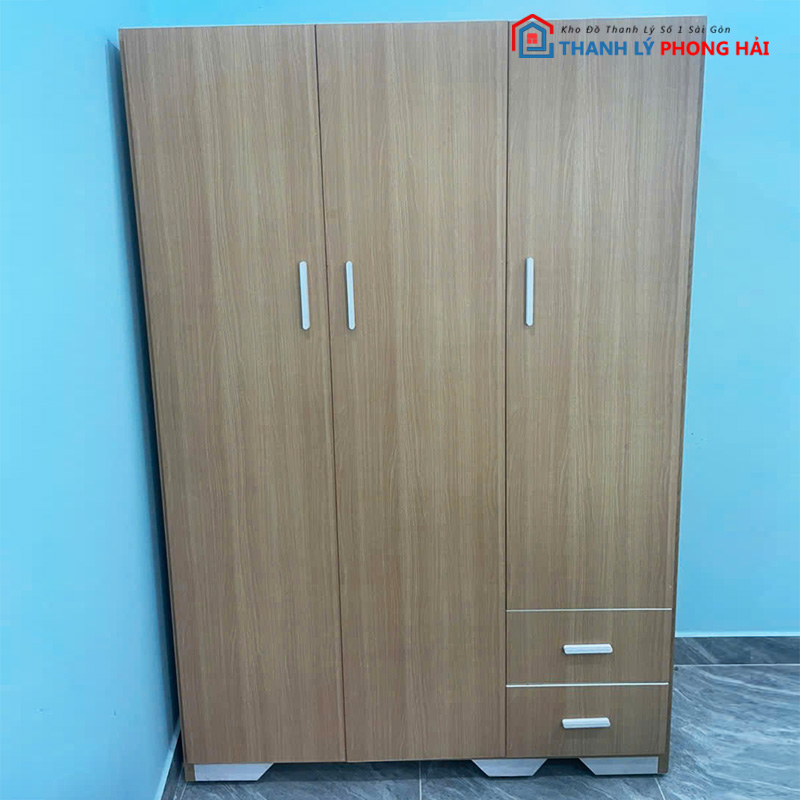 tu-quan-ao-go-mdf-3-canh-2-hoc-cu-2 Tủ Quần Áo Gỗ MDF 3 Cánh 2 Hộc Cũ