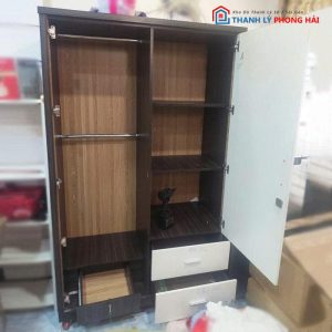 Tủ Quần Áo Gỗ MDF Cũ 2 Cánh Kèm Hộc Kéo