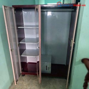 Tủ Quần Áo Sắt 3 Cánh Kèm Gương Cũ