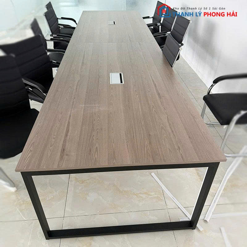 ban-hop-4m-cu-mat-go-mdf-2 Bàn Họp 4m Cũ Mặt Gỗ MDF Chân Sắt Chữ U
