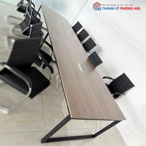 Bàn Họp 4m Cũ Mặt Gỗ MDF Chân Sắt Chữ U