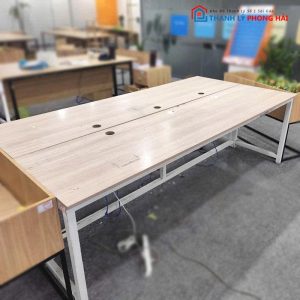 Bàn Họp Dài 2m4 Cũ Mặt Gỗ Chân Sắt