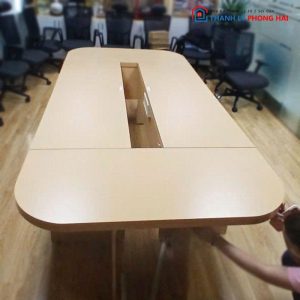 Bàn Họp Gỗ 3m Có Khay Giữa Cũ