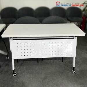Bàn Làm Việc Cao Cấp 1m2 Cũ Chân Bánh Xe