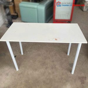Bàn Làm Việc Chân Trụ Tròn 1m2 Mặt Gỗ Cũ