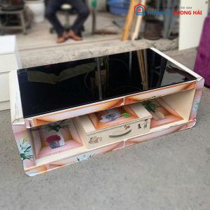 Bàn Sofa Mặt Kính Đen Cũ 1 Hộc Kéo