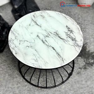 Bàn Sofa Mặt Vân Đá Cũ Chân Chụm