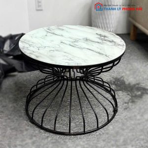 Bàn Sofa Mặt Vân Đá Cũ Chân Chụm