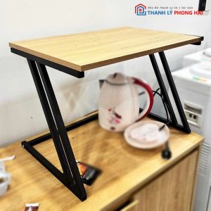 Bàn Thấp Mặt Gỗ Cũ Chân Sắt Chữ Z