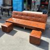 Băng Sofa Bed Bọc Da Màu Da Bò Cũ