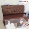 Băng Sofa Chờ Bọc Da Nâu Chân Gỗ Cũ