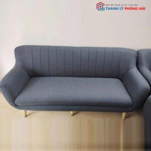 Băng Sofa Nỉ Xám Cũ Kèm Bàn Kính 2 Tầng