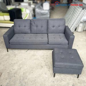 Băng Sofa Nỉ Xám 1m76 Cũ Kèm Đôn Vuông