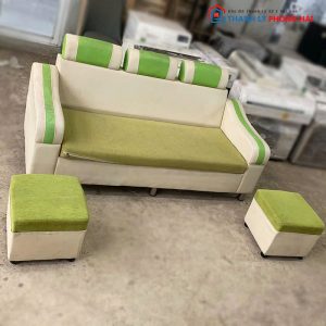 Băng Sofa Xanh Cốm Kèm 2 Đôn Vuông Cũ