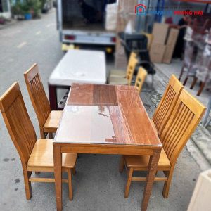 Bộ Bàn Ăn Gỗ Tự Nhiên 4 Ghế Cũ