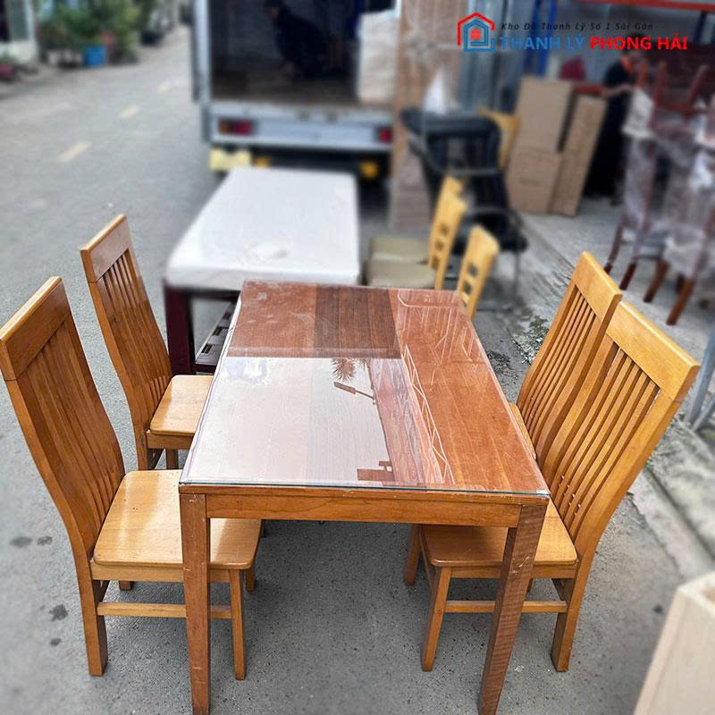 bo-ban-an-go-tu-nhien-4-ghe-cu-1 Bộ Bàn Ăn Gỗ Tự Nhiên 4 Ghế Cũ