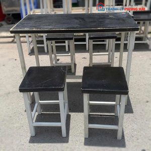 Bộ Bàn Ăn Mặt Gỗ Chân Sắt Cũ
