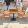 Bộ Bàn Cafe Hiroshima Chân Sắt Mặt Gỗ Cũ
