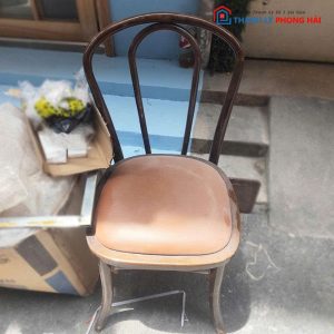 Bộ Bàn Ghế Cafe Thonet Đệm Da Cũ