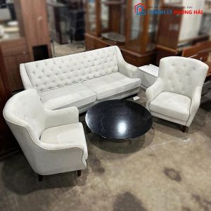 Bộ Sofa 3 Món Kiểu Nút Chester Kèm Bàn Trà Cũ