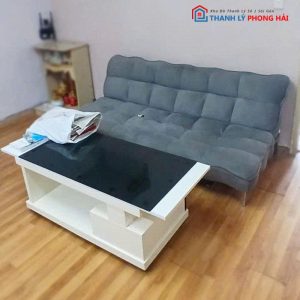 Bộ Sofa Bed Bánh Ú Bọc Nhung Xám Cũ