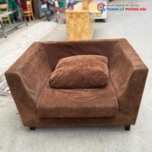 Bộ Sofa Bọc Nhung Nâu Cũ 3 Món