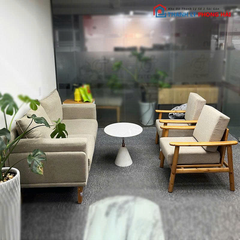 bo-sofa-go-4-mon-cu-kem-ban-1 Bộ Sofa Gỗ 4 Món Cũ Kèm Bàn Chân Chuông