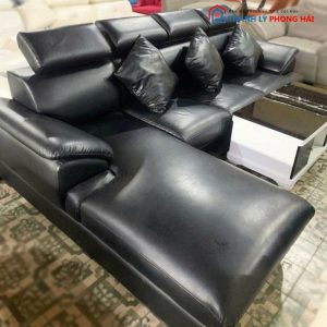 Bộ Sofa Góc L Cũ Màu Đen Kèm Bàn Trà