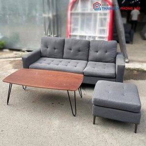 Bộ Sofa Nỉ 1m76 Cũ Kèm Bàn Trà Chân Sắt