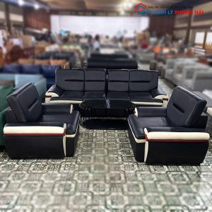 Bộ Sofa Văn Phòng 5 Món Tồn Kho Bọc Da Hiện Đại