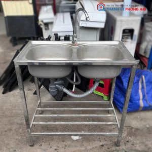 Bồn Rửa Inox 2 Hộc Cũ Kèm Vòi