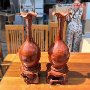 Cặp Lục Bình Tài Lộc Gỗ Tự Nhiên Cũ