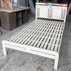 Giường Sắt Hộp 1m2 Màu Trắng Cũ