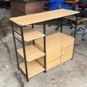 Kệ Bếp Decor Cũ Khung Sắt Mặt Gỗ