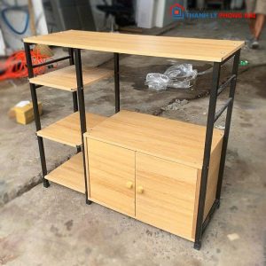 Kệ Bếp Decor Cũ Khung Sắt Mặt Gỗ