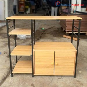 Kệ Bếp Decor Cũ Khung Sắt Mặt Gỗ