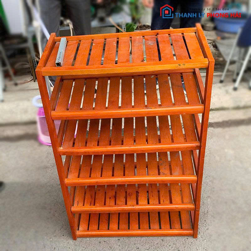 ke-dep-6-tang-go-tu-nhien-cu-3 Kệ Dép 6 Tầng Gỗ Tự Nhiên Cũ