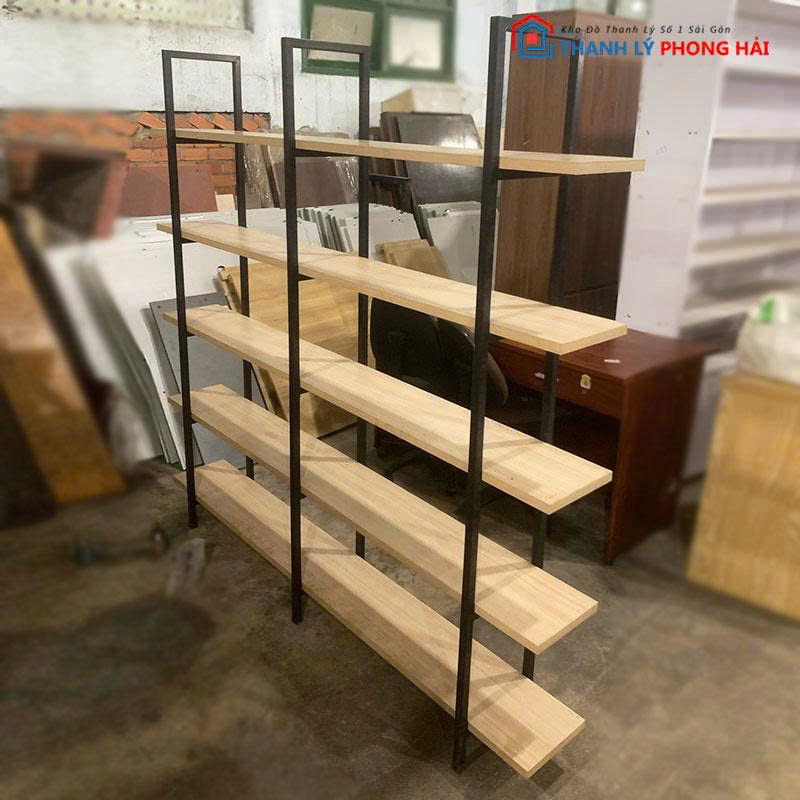 ke-khung-sat-2m-mat-go-mdf-cu-2 Kệ Khung Sắt 2m Mặt Gỗ MDF Cũ
