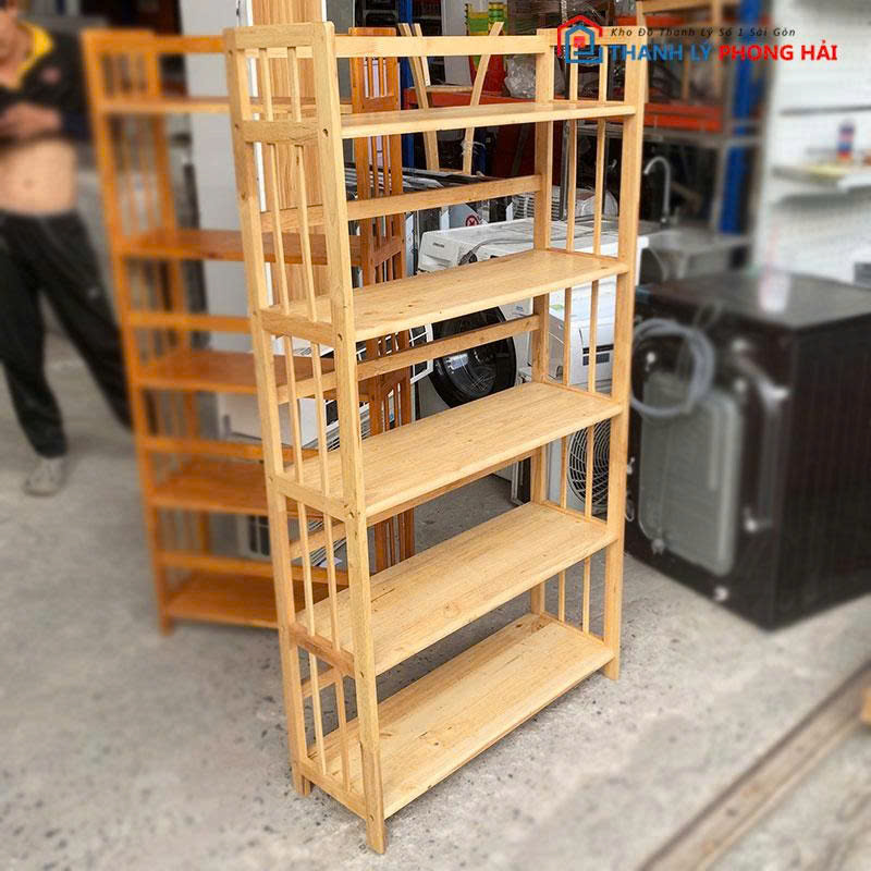 ke-sach-go-tu-nhien-cu-1 Kệ Sách Gỗ Tự Nhiên Cũ (Nhiều Màu)