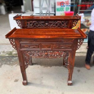 Kệ Thờ Gỗ Tự Nhiên 1m27 Cũ Chạm Khắc Cổ Điển