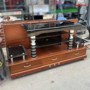Kệ Tivi Kính 3 Hộc Gỗ 1m6 Cũ