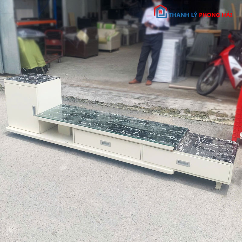 ke-tivi-mat-da-2m4-cu-kem-2-hoc-keo-2 Kệ Tivi Mặt Đá 2m4 Cũ Kèm 2 Hộc Kéo