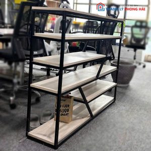 Kệ Trang Trí Mặt Gỗ Khung Sắt Cũ
