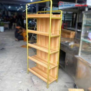 Kệ Trưng Bày Sản Phẩm Khung Sắt Mặt Gỗ MDF Cũ